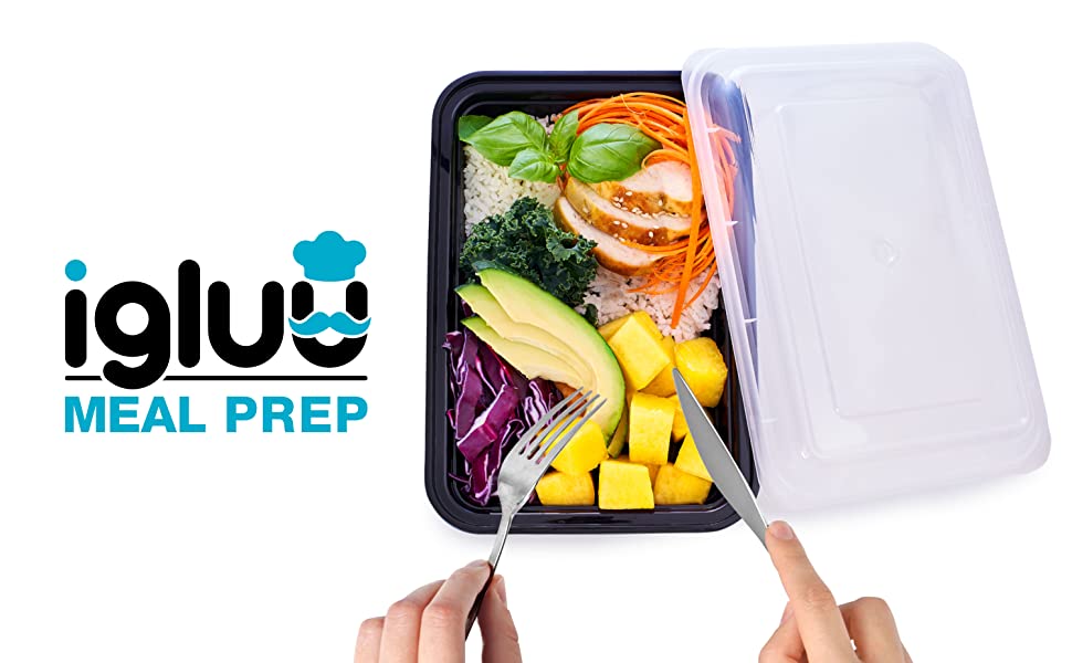 Igluu Meal Prep 1 compartment plastic containers with lids salad container bpa free portion control