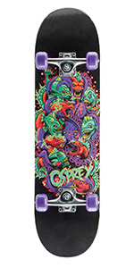 Kids beginner skateboard piranha design purple