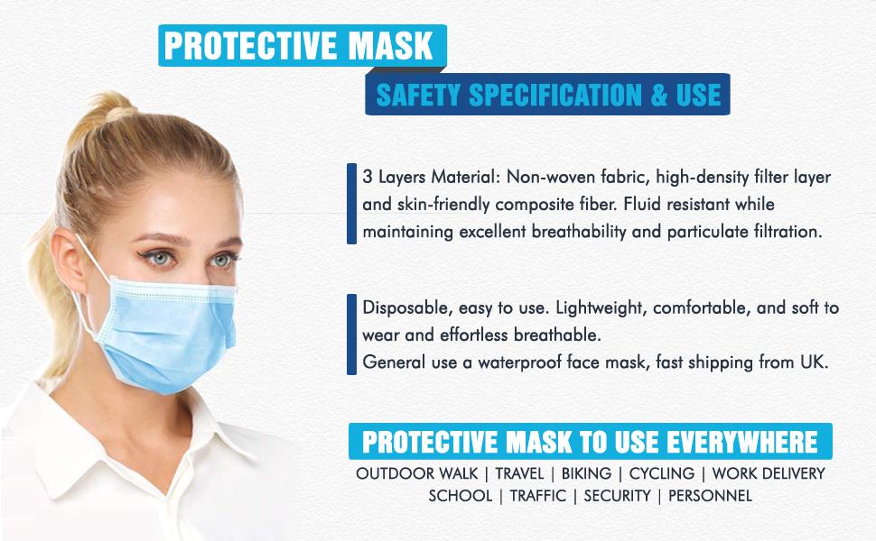 3-Layer Protective Disposable Face Masks