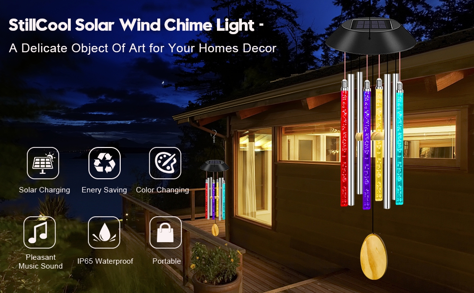 Solar WindChimes Lights with music Tubes