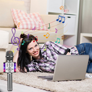  wireless microphones,karaoke bluetooth wireless microphone,bluetooth karaoke speaker,BONAOK Mic