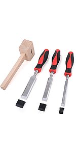 4 Piece Mallet &amp;amp;amp;amp; Wood Chisel Set